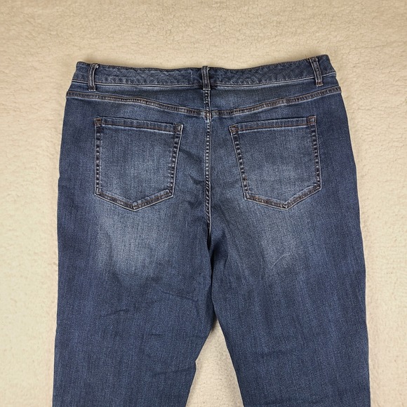 Lane Bryant Jeans Womens 18 Blue Low Rise Boyfriend‎ Distress Magic Waistband - Picture 8 of 11